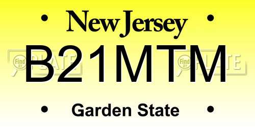 B21MTM New Jersey License Plate