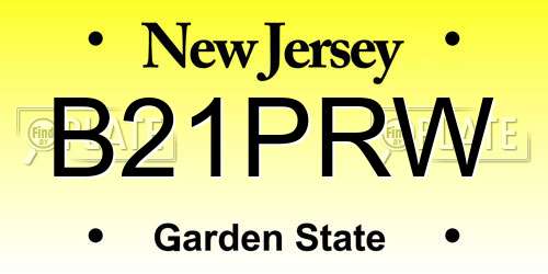 B21PRW New Jersey License Plate