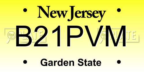 B21PVM New Jersey License Plate