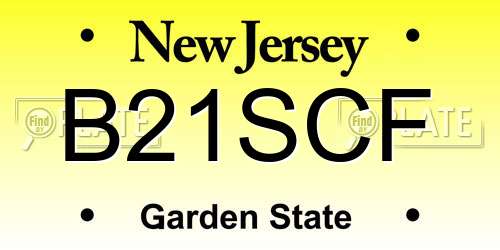 B21SCF New Jersey License Plate