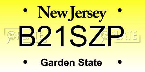 B21SZP New Jersey License Plate