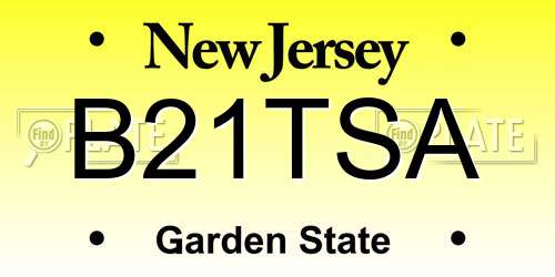 B21TSA New Jersey License Plate