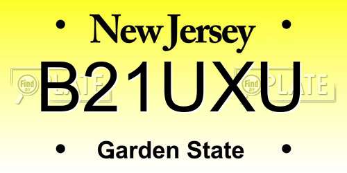 B21UXU New Jersey License Plate
