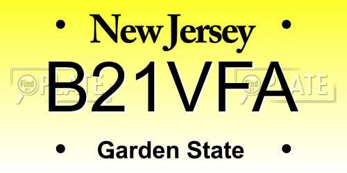 B21VFA New Jersey License Plate