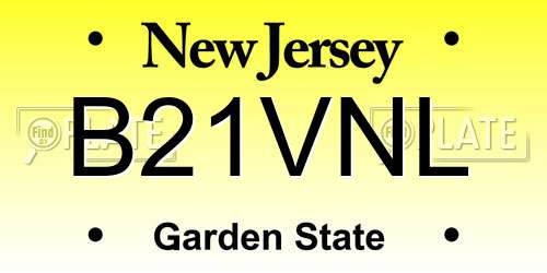 B21VNL New Jersey License Plate