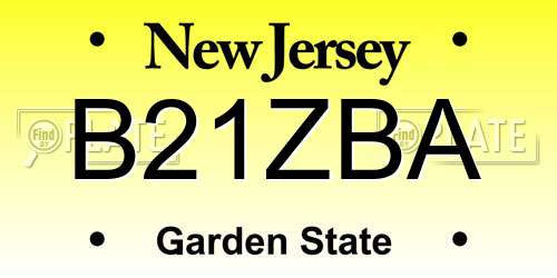 B21ZBA New Jersey License Plate