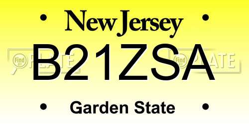 B21ZSA New Jersey License Plate