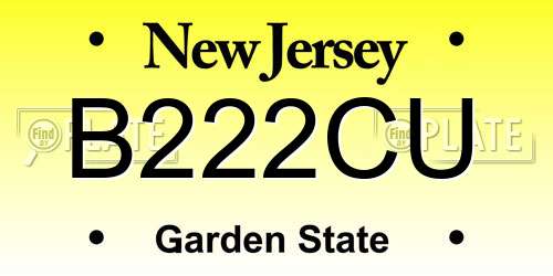 B222CU New Jersey License Plate