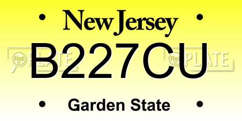 B227CU New Jersey License Plate