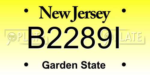 B2289I New Jersey License Plate