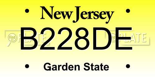 B228DE New Jersey License Plate
