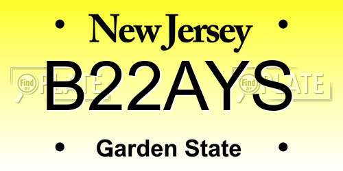 B22AYS New Jersey License Plate