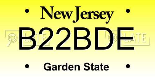 B22BDE New Jersey License Plate