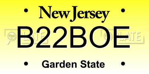 B22BOE New Jersey License Plate