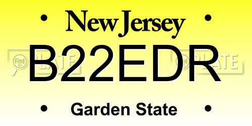 B22EDR New Jersey License Plate