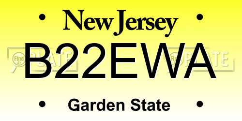 B22EWA New Jersey License Plate