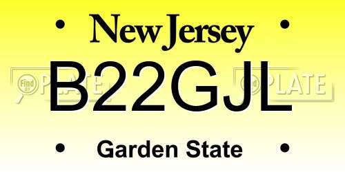 B22GJL New Jersey License Plate
