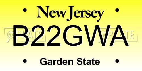 B22GWA New Jersey License Plate