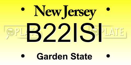 B22ISI New Jersey License Plate