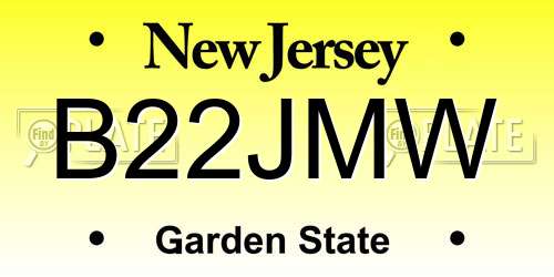 B22JMW New Jersey License Plate