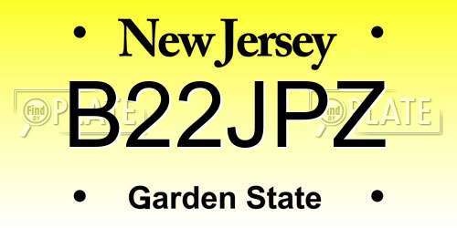 B22JPZ New Jersey License Plate