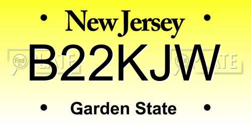 B22KJW New Jersey License Plate