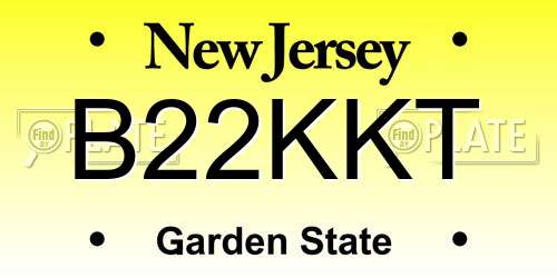 B22KKT New Jersey License Plate