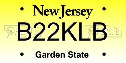 B22KLB New Jersey License Plate