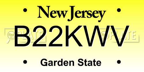 B22KWV New Jersey License Plate