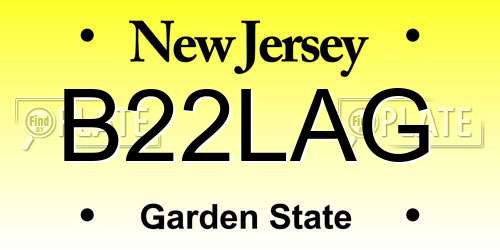 B22LAG New Jersey License Plate