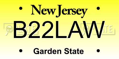 B22LAW New Jersey License Plate