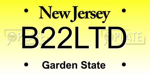 B22LTD New Jersey License Plate