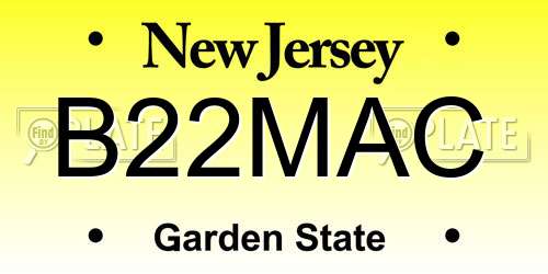 B22MAC New Jersey License Plate