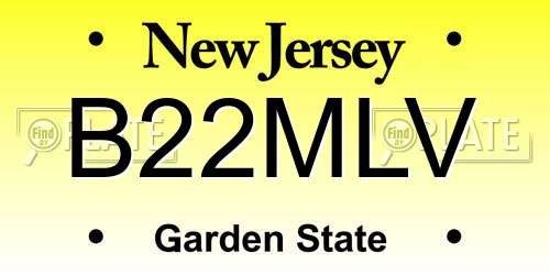 B22MLV New Jersey License Plate