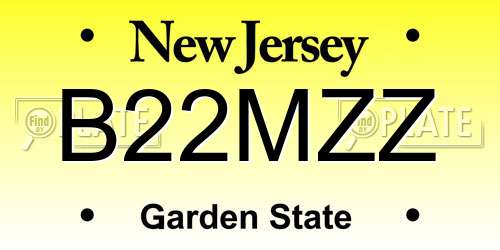 B22MZZ New Jersey License Plate