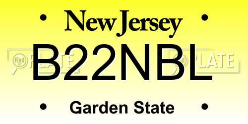 B22NBL New Jersey License Plate