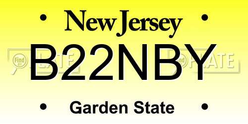 B22NBY New Jersey License Plate