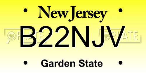 B22NJV New Jersey License Plate