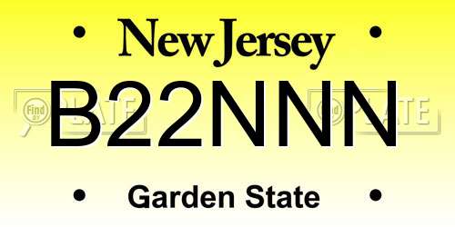 B22NNN New Jersey License Plate