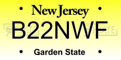 B22NWF New Jersey License Plate