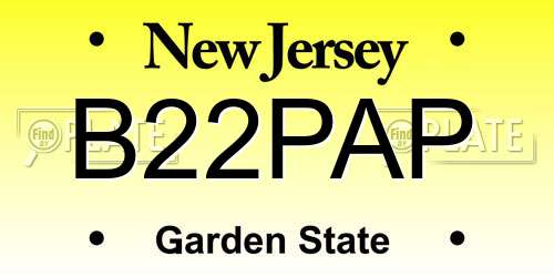 B22PAP New Jersey License Plate