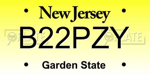 B22PZY New Jersey License Plate