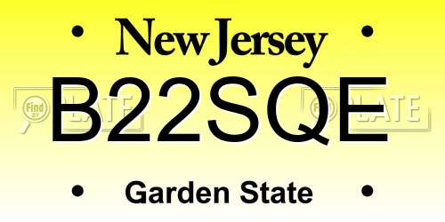 B22SQE New Jersey License Plate