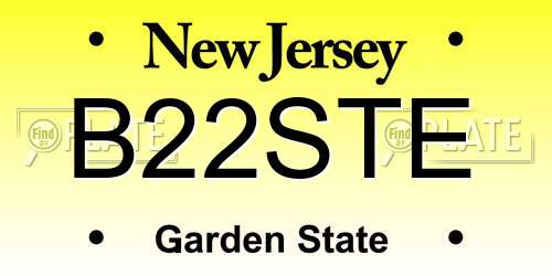 B22STE New Jersey License Plate