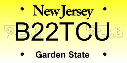 B22TCU New Jersey License Plate