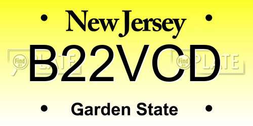 B22VCD New Jersey License Plate