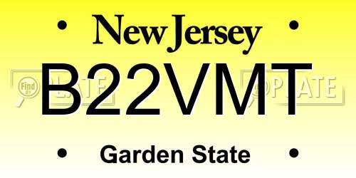 B22VMT New Jersey License Plate