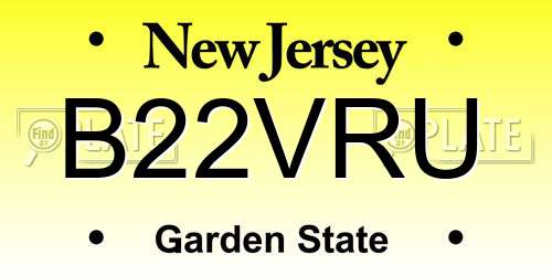 B22VRU New Jersey License Plate