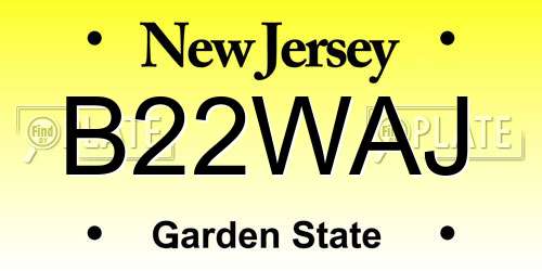 B22WAJ New Jersey License Plate