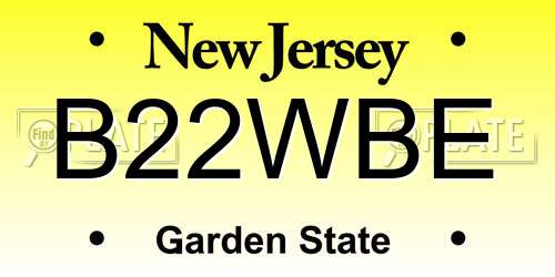 B22WBE New Jersey License Plate